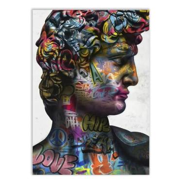 Imagem de Placa Decorativa Grafite David Michaelangelo Banksy Arte De Rua Poster Quarto Sala