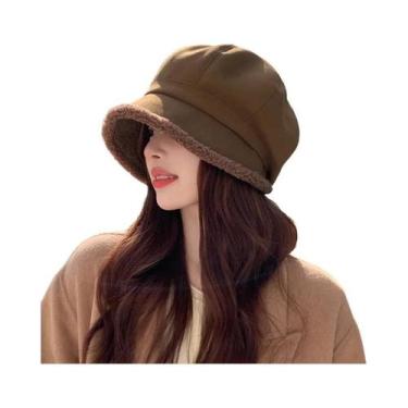 Imagem de Boina de Veludo Feminina para Inverno - Chapéu Retro Octogonal, 56cm-5