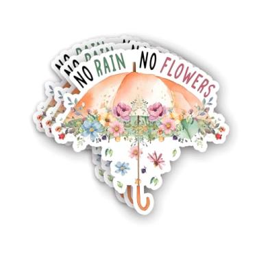 Imagem de (3 peças) Adesivo No Rain No Flowers Funny Motivational Sayings Inspirational Quotes Vinil Decalque para Laptop Kindle Garrafas de Água Livros Telefone - Tamanho 7 x 7 cm