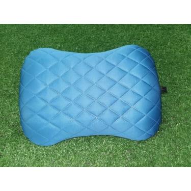 Imagem de Travesseiro de acampamento de luxo, travesseiro inflável ultraleve para viagem com capa removível, suporte para pescoço e lombar (azul)