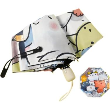 Imagem de Guarda-chuva Automático Feminino Dos Desenhos Animados Guarda-chuva De Viagem Dobrável Automático Revestimento Preto Protetor Solar Guarda-chuva Infantil Totalmente Automático