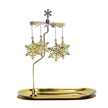 Imagem de PhantomSky Carrossel de velas giratórias de metal para luz de chá, suporte giratório, castiçal para casamento, aniversário, dia dos namorados, decoração de festa de Natal, presentes de decoração de