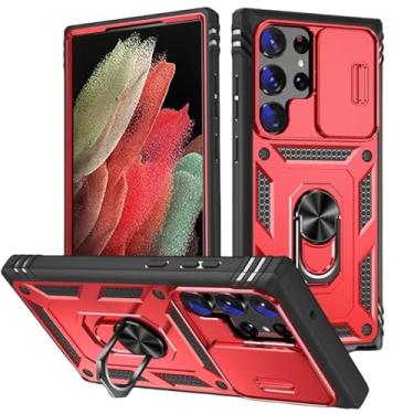 Imagem de HJZSZX Para Samsung A54 5G Câmera Slide Lens Case Protetor Grau Resistente Cove (Para Samsung A54 5G/Vermelho)