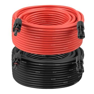 Imagem de Cabo de extensão solar 8AWG 30 m, pacote com 2 (vermelho + preto), fio fotovoltaico com conectores solares macho/fêmea, fio de painel solar à prova de intempéries para trailers, barcos, inversores