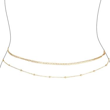Imagem de 2pcs Correntes Cintura Douradas para Mulheres, Correntes Beads Ajustáveis e Impermeáveis Barriga Joia Corporal Presente para Moda Praia Vestidos Verão Festa Piscina e Acessórios Biquíni