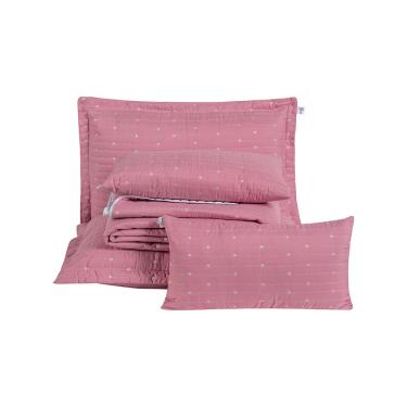 Imagem de Kit Cobre Leito Queen 7 Peças Bordado Urbany Hipercal 400 Fios 100% Poliéster - Rosê