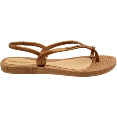 Imagem de Sandália Rasteira Terra e Água Textura Tramada Feminina, Marrom, 38