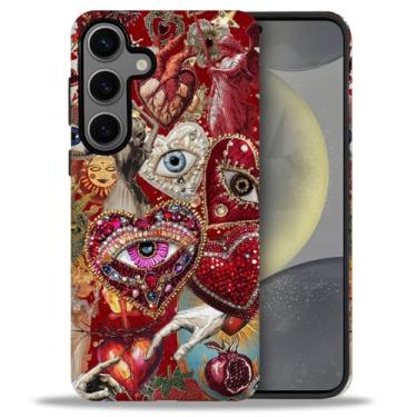 Imagem de DAIZAG Capa para Samsung Galaxy S24 Plus, capa de proteção de nível militar, arte de mosaico vermelho colagem vintage (frisa)