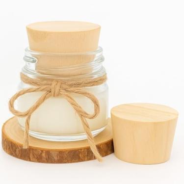 Imagem de Kit 24 Potinhos de Vidro 40ml com Tampa de Rolha Madeira – Para Velas, Lembrancinhas, Festas e Artesanato