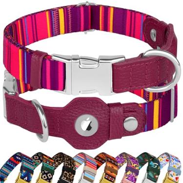 Imagem de Coleira para cães AirTag para raças pequenas, médias e grandes - Coleira ajustável com suporte para Airtag - Rastreador de couro macio GPS Apple Air Tag Coleiras para animais de estimação (PP, ajuste