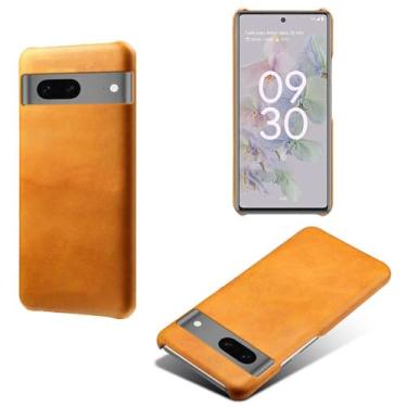 Imagem de Capa para Google Pixel 7A,Proteção contra quedas,Casca de volta de cor sólida simples,Design de couro de imitação de plástico-Orange