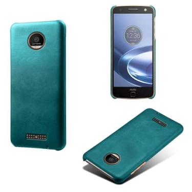 Imagem de Capa para MOTO Z Play,Proteção contra quedas,Casca de volta de cor sólida simples,Design de couro de imitação de plástico-Green