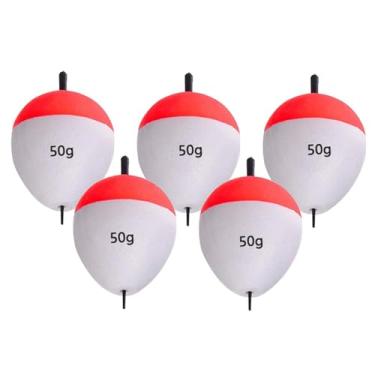 Imagem de menolana 5 peças de bóias de pesca Bobbers EVA oval vermelho branco cor brilhante alta flutuabilidade espuma bóias conjunto para pompano pesca de longo, 50g