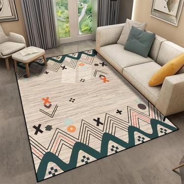 Imagem de Tapete de área de 1,7 x 18 m, fácil de limpar com fundo antiderrapante, com padrão de impressão ondulado pequeno branco e cinza. Adequado para sala de estar, quarto, sala de jantar, cozinha e entrada