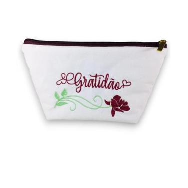 Imagem de Necessaire Bordada DaniBordados Organizadora de Maquiagem em PVC Plast