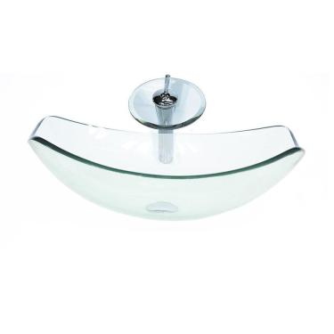 Imagem de Cuba Vidro Oval Chanfrada 51Cm Jateado + Válvula + Torneira