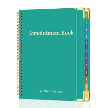 Imagem de Agenda de compromissos 2025-2026 - Agenda diária por hora das 7h às 22h, calendário semanal e mensal de horários de julho de 2025 a junho de 2026, 22,9 x 28 cm, 52 folhas/pacote, (verde, A4 (janeiro