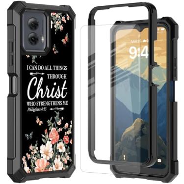 Imagem de RYUITHDJP Capa para celular Motorola Moto G Stylus 5G 2024 com protetor de tela de vidro temperado, capa de proteção de cantos à prova de choque de camada dupla para Motorola Moto G Stylus 5G 2024