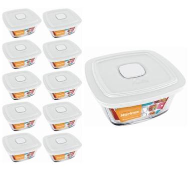 Imagem de Pote Vidro Quadrado Facilita Vap Com Tampa 2L Marinex 10Un - NADIR FIG