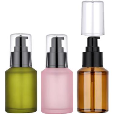 Imagem de Segbeauty Dispensador de garrafa com bomba de vidro fosco de 59 ml, 3 frascos vazios para viagem com bomba, recipiente de loção de viagem recarregável de 15 ml, mini recipientes de líquido para cremes