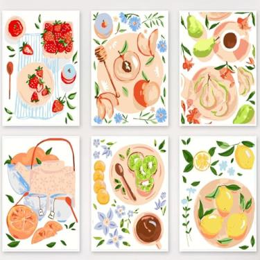 Imagem de Lofenghome Kit Paint by Numbers, pintura pré-tela de frutas, 40,6 x 50,8 cm, decoração de casa DIY, estilo moderno, atividade interna, conjunto completo com pincéis, adulto