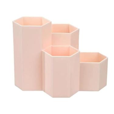 Imagem de Porta-lápis multifuncional, porta-canetas hexagonal, plástico, multifuncional, organizador de armazenamento de pincéis para mesa e cozinha doméstica