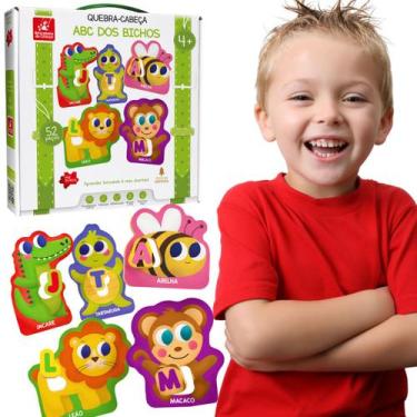 Imagem de Quebra-Cabeça Infantil ABC Bichos Jogo Raciocinio Educativo - Brincade
