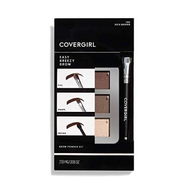 Imagem de COVERGIRL - Kit Easy Breezy Brow Powder Kit, definidor de sobrancelha de três tons, escova profissional de ponta dupla, sem esforço, 100% livre de crueldade