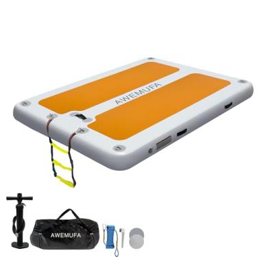 Imagem de AWEMUFA Doca flutuante inflável de 2,4 m x 20 cm, plataforma flutuante de plataforma inflável de EVA antiderrapante, tapete de água flutuante para lago, tapete flutuante para piscina, praia, oceano
