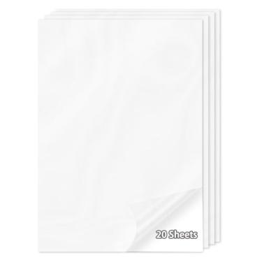 Imagem de Papel adesivo holográfico de 20 folhas, papel adesivo de vinil transparente para impressão de 20 x 28 cm, autoadesivo à prova d'água para impressora a jato de tinta/laser (transparente)