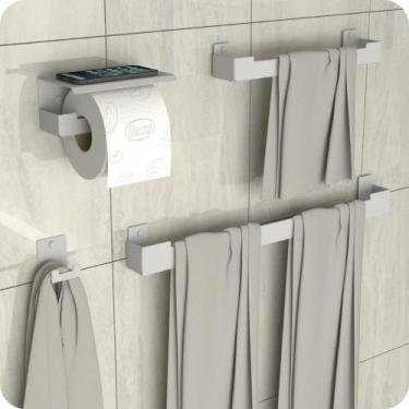 Imagem de Kit Acessórios Para Banheiro Branco 4 Peças ELG - HomeFull