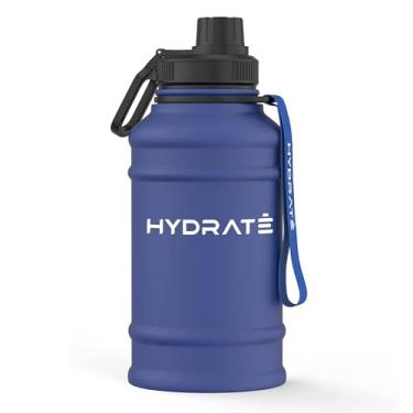 Imagem de HYDRATE Garrafa de água de aço inoxidável de 1,22 l – Garrafa de água de academia de metal livre de BPA – Alça de transporte prática de nylon e tampa de parafuso à prova de vazamento – Azul menta