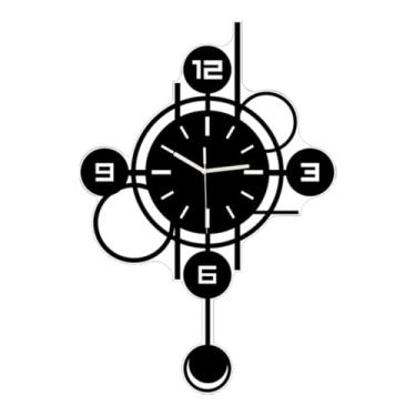 Imagem de Generic Relógio de parede com pêndulo pendurado, relógio de acrílico de arte para pendurar, de parede com pêndulo, decoração para casa, escritório, loja, sala, Preto 40cm