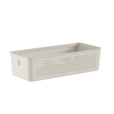 Imagem de Cesto Organizador Empilhável Multiuso Flow Bege 34x15x9cm Ou, Bege