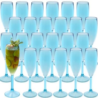 Imagem de 24 peças, taças de champanhe, taças de champanhe de plástico de 153 g, taças de vinho, taças de plástico para festas, copos de bar de mimosa, copos de bebida com haste para celebração de casamento