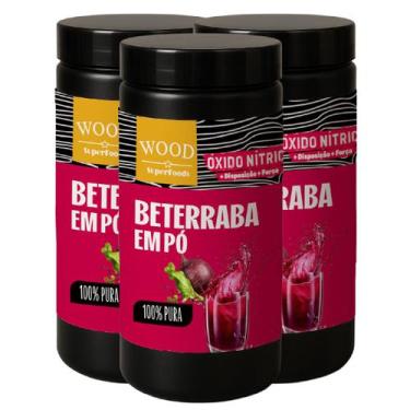 Imagem de Kit 3 Beterraba Desidratada Em Pó 100% Pura 454g Wood - Wood Superfood