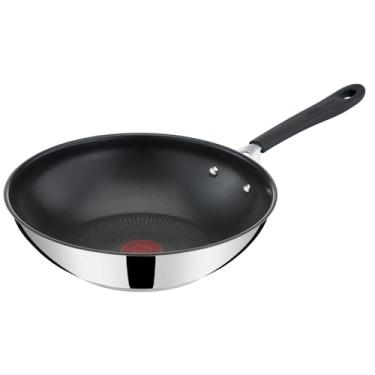 Imagem de Frigideira Wok Tefal Jamie Oliver 28cm, Inox, com Fundo de Indução, Revestimento Titanium e Thermo Sinal