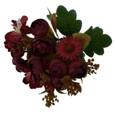 Imagem de Flor Artificial Buquê Camélia E Margarida 30cm - Carmella Presentes