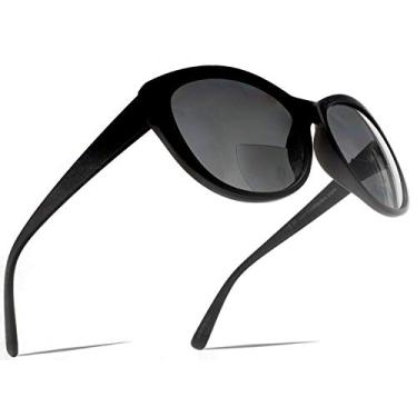 Imagem de SAMBA SHADES Óculos de sol femininos bifocais para leitura sob o sol, óculos de cateye preto fosco 1.00