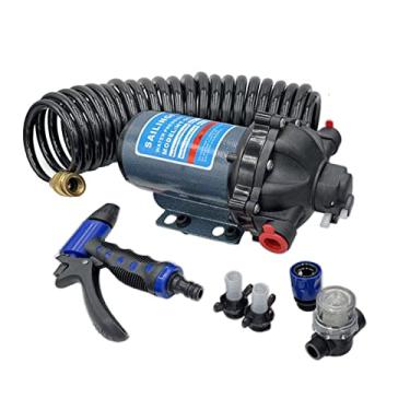 Imagem de LynsaTac Kit de bomba de lavagem de 12 V 5,5 GPM para iate marítimo de barco Rv, kit de bomba de lavagem de 60 PSI com mangueira, gatilho, bocal, encaixe e filtro