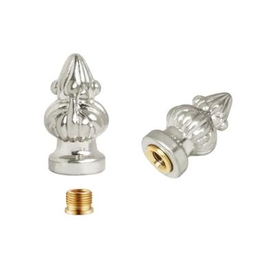 Imagem de 2 peças 1/8IP abajur finial Tiffany Victorian Finials para lâmpadas rosqueadas tampa botão para candeeiros de mesa ou lâmpadas de chão (Níquel)