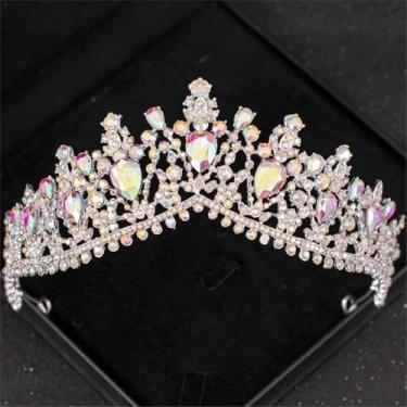 Imagem de Tiara De Noiva De Cristal Strass Diadema Headband Coroa De Casamento Elegante Acessórios De Noiva, Gold Dark Purple, 1 count (Pack of 1)