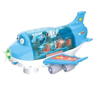 Imagem de Brinquedo Avião Azul Masculino Educativo Infantil Musical