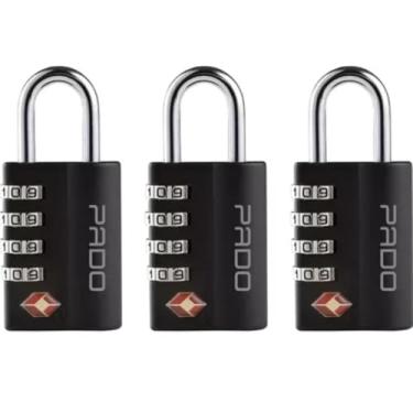 Imagem de Kit 3 Cadeados de Senha com Segredo TSA para Mala de Viagem – Cor Preta