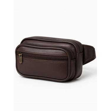 Imagem de Pochete Masculina 3 Compartimentos Abc Bags 6110 - Marrom