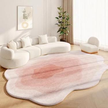 Imagem de Tapetes estilo creme para quarto, tapete macio e fofo para estudo, com formas irregulares, para decoração de sala de estar, carpete grosso e felpudo (160x230cm/E)