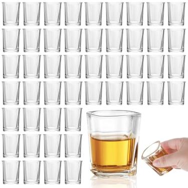 Imagem de MIVIDE Pacote com 48 copos quadrados de 62,4 g, conjuntos de copos de dose de 70 ml, conjunto de copos de dose de café expresso, copo de shot para uísque, vodca, tequila, licores