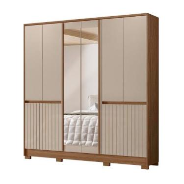 Imagem de Guarda-Roupa 10 Portas 4 Gavetas com Espelho Moval Alasca, Carvalho Fe