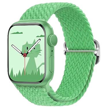 Imagem de Yaber Pulseira trançada elástica compatível com Apple Watch séries 9, 8, 7, 6, 5, 4, 3, 2 e 1 de 38 mm, 40 mm, 41 mm, 44 mm, 45 mm, 49 mm