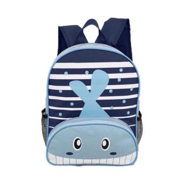 Imagem de Mochila Escolar Infantil Baleia 12L Unissex com Bolsos Grandes Resiste